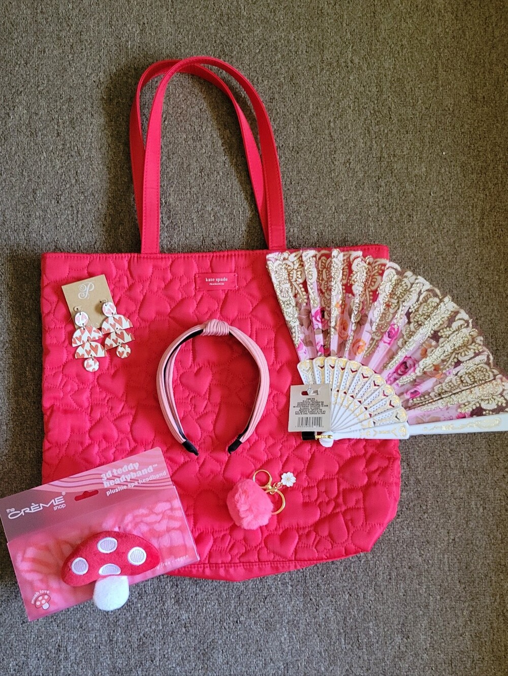 Pretty in Pink Lady Bundle Kate Spade Fragrance Quilted Tote Bag & Accessories
